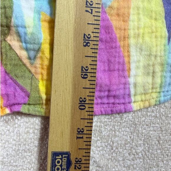 Soft Surroundings Womens M Multicolor Peregrine Gauze Fiery Stripe Button Blouse - Picture 7 of 10